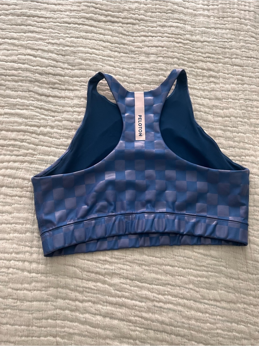Peloton Blue Checkerprint Activewear sport bra - Picture 3 of 7